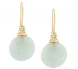 Chinese Jade & Peridot Pure Spirit Disc Earrings 14K Gold —