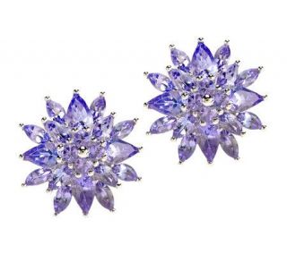 00 ct tw Tanzanite Cluster Omega Back Sterling Earrings —