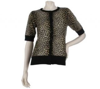 Linea by Louis DellOlio Animal Print Sweater with Rib Detail