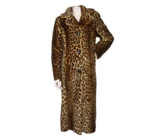 Dennis Basso Faux Fur Leopard Print Coat with Notch Collar —