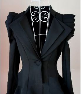  Women Trendy Korean Sexy Ovetail Suit Jacket Black Coat XS S