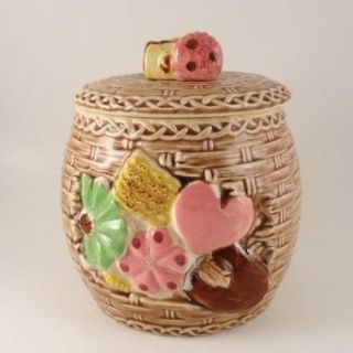 Vintage Napco Ceramic Cookie Jar Woven Basket C 5170