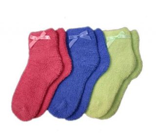 Soft Ones Set of 3 Slipper Socks With Bow —