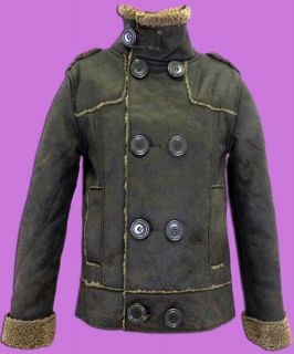 Boys Winter Coats Distressed Leather Look Jackets 2 11Y