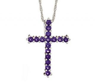 Sterling Gemstone Cross Pendant with 18 Chain —