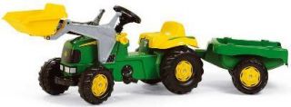 New Ride on Rolly John Deere Pedal Tractor Loader Trailer