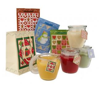 As Is Set/4 12oz. Candles with Quilted Design Bags by Valerie