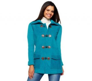 Denim & Co. Toggle Closure Sweater Coat with Corduroy Trim   A3113