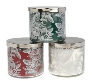 Slatkin & Co. Set of 3 Wrapped Glass Triple Wick 14.5oz. Candles