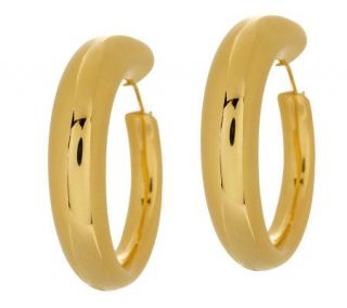 Veronese 18K Clad Polished Graduated Oval Hoop Earrings —