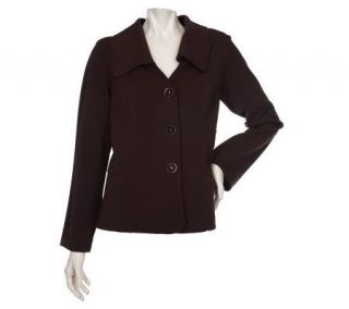 Susan Graver Milano Knit Solid Button Front Jacket —
