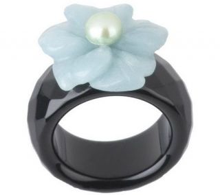 HUEtopia Carved Gemstone Flower Ring —