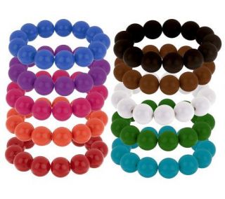 Set of 10 Colors of the Season 16mm Stretch Bead Bracelets —