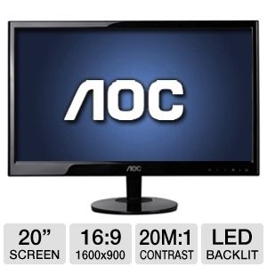 AOC e2051Sn 20 Wide Screen LED Computer Monitor NEW