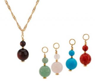 Lee Sands Interchangeable 5 Gemstone Drop Necklace —