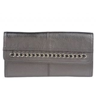 Makowsky Glove Leather Wallet with Chain Detail —