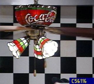 Coca Cola Stained Glass 3 Light Ceiling Fan —
