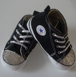 Black Baby Convers Featuring Clear Swarovski Cystals Toddler Kids