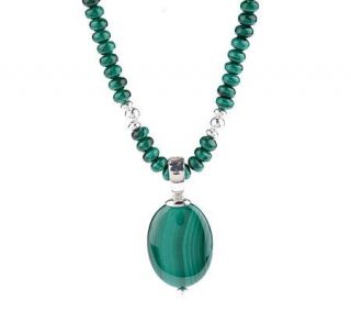 Sterling Malachite Station 17 Necklace with Pendant —