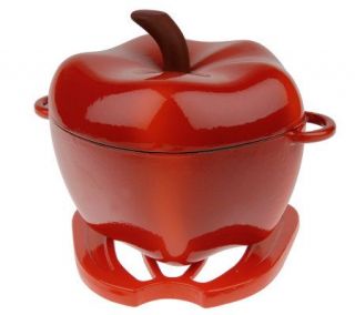 Technique Enameled Cast Iron 2.5 qt Red Apple Pot w/Trivet —