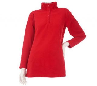 Denim & Co. Pullover Button Placket Fleece Tunic w/Pockets —