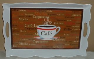 Coffee Cup Serving Tray Platter Cafe Latte Bistro Mocha Java Kitchen