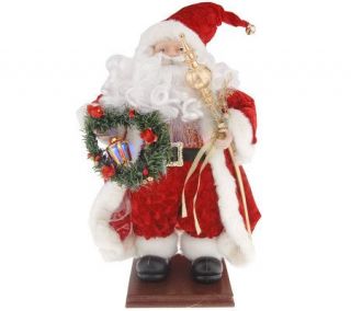 20 Fiber Optic Old World Standing Santa with Red Velvet Coat