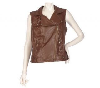 by Marc Bouwer Faux Leather Vest with Stud Detail —