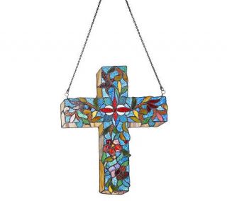 Peng Stained Glass 16 x 20 Cross Window Panel —