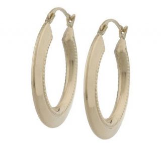 Round Polished and Textured Tube Hoop Earrings 14K Gold   J261016