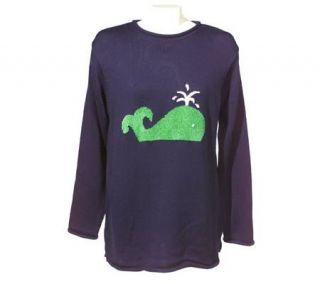 Quacker Factory Intarsia Whale Tunic Sweater —