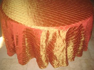  Fire Orange Pintuck 120 in Round Wedding Catering Tablecloths