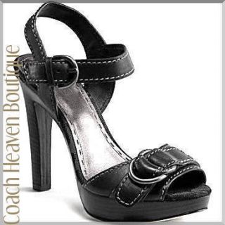 NEW WOMANS COACH SOPHINA 10 Leather HEELS Strappy Black Platform