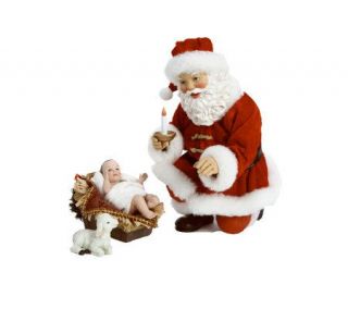 10 Fabriche Santa Kneeling with Nativity —