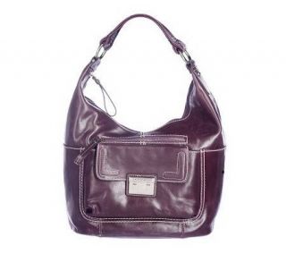 Tignanello Glazed Leather Hobo Bag with Front Pockets —