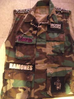  Punk Vest Metal Studded Patched Handmade Camo Vest Great Condit