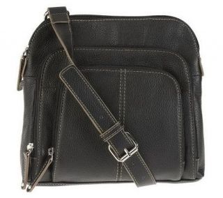 As Is Tignane llo Pebble Leat her Crossbody w ith Front Org