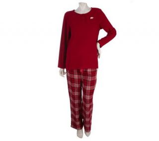 Carole Hochman 2 piece Novelty Microfleece and Flannel Pajama Set 