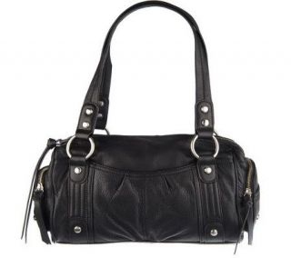 Makowsky Glove Leather Double Handle Zip Top Bag w/ Side Pockets