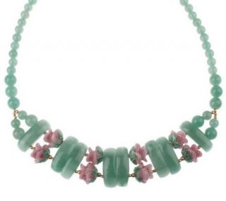 Lee Sands Carved Gemstone Bead & Glass Rose 18 Necklace —