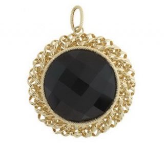 VicenzaGold Bold Faceted GemstonePendant w/Woven Border 14K — 