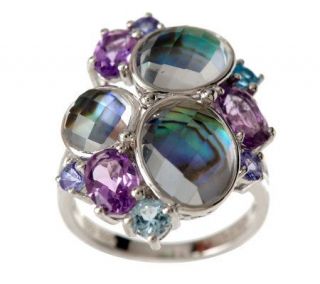 20 cttw Abalone Doublet & Multi  Gemstone Sterling Ring —