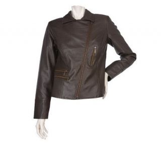 by Marc Bouwer Faux Leather Asymmetrical Zipper Jacket —