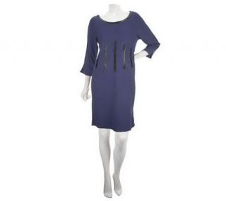 Mark of Style by Mark Zunino 3/4 Sleeve Knit Dress with Faux Leather 