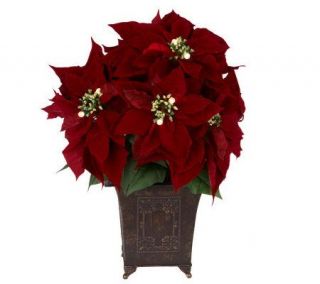 BethlehemLights BatteryOperated 24 Poinsettia Bush in Tin with Timer 