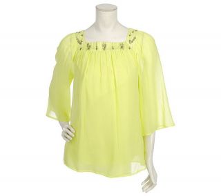 by Marc Bouwer Silk Chiffon Tunic Top with Sequin Trim —