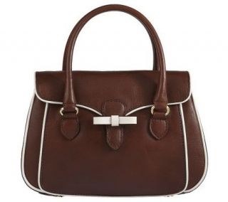 Isaac Mizrahi Live Smooth Leather Demi Tote with Bow Detail