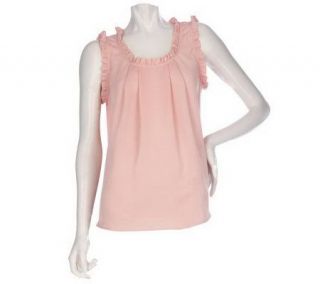 Kelly by Clinton Kelly Sleeveless Blouse with Ruffle Trim —