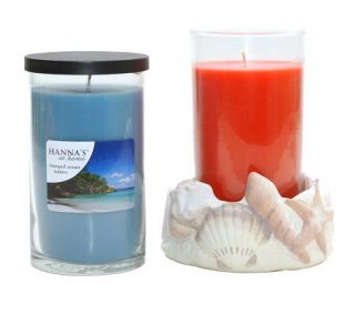 Set of 2 Candles with Seashell Hugger by Valerie —