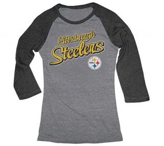 NFL Pittsburgh Steelers Womens 3/4 Sleeve Raglan T Shirt —